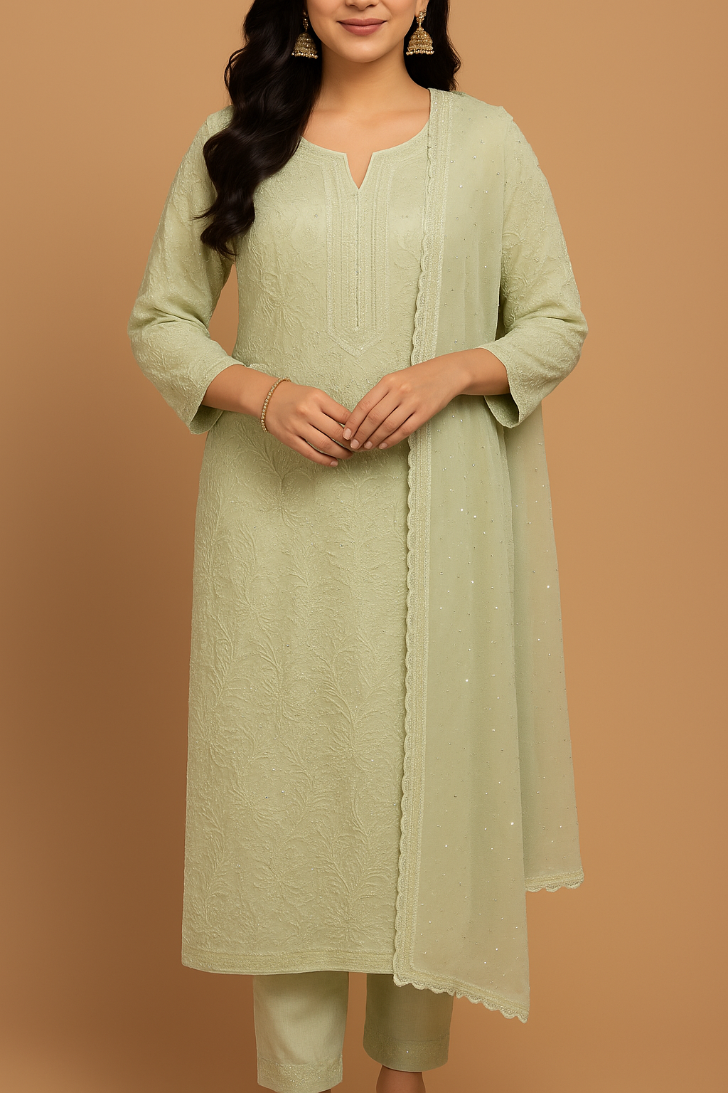 Sage & Shimmer Chikankari Viscose Set