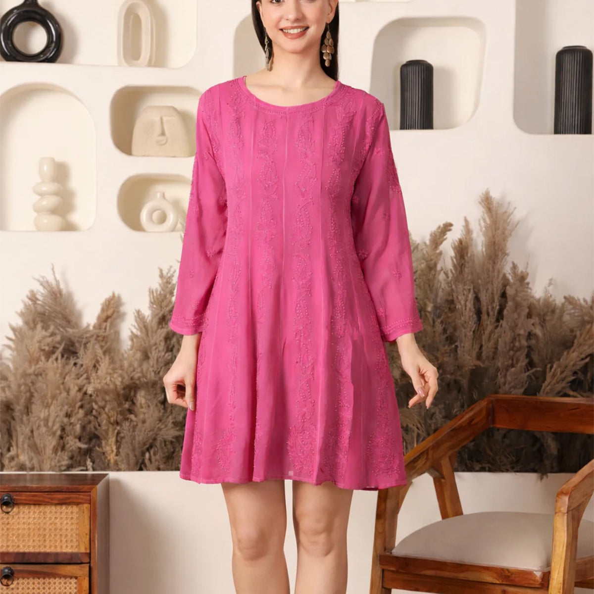 Rhea Georgette Magenta Chic Dress