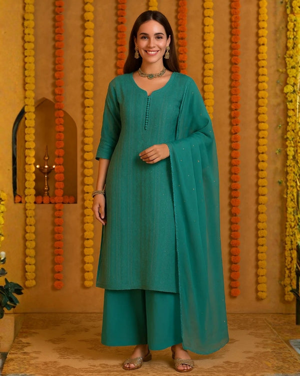 Neel Tara Mul Chanderi Set with Mukaish