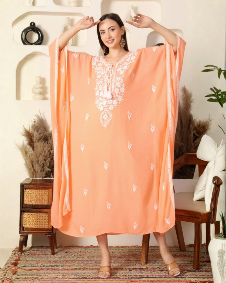 Zaria Rayon Salmon Kaftan
