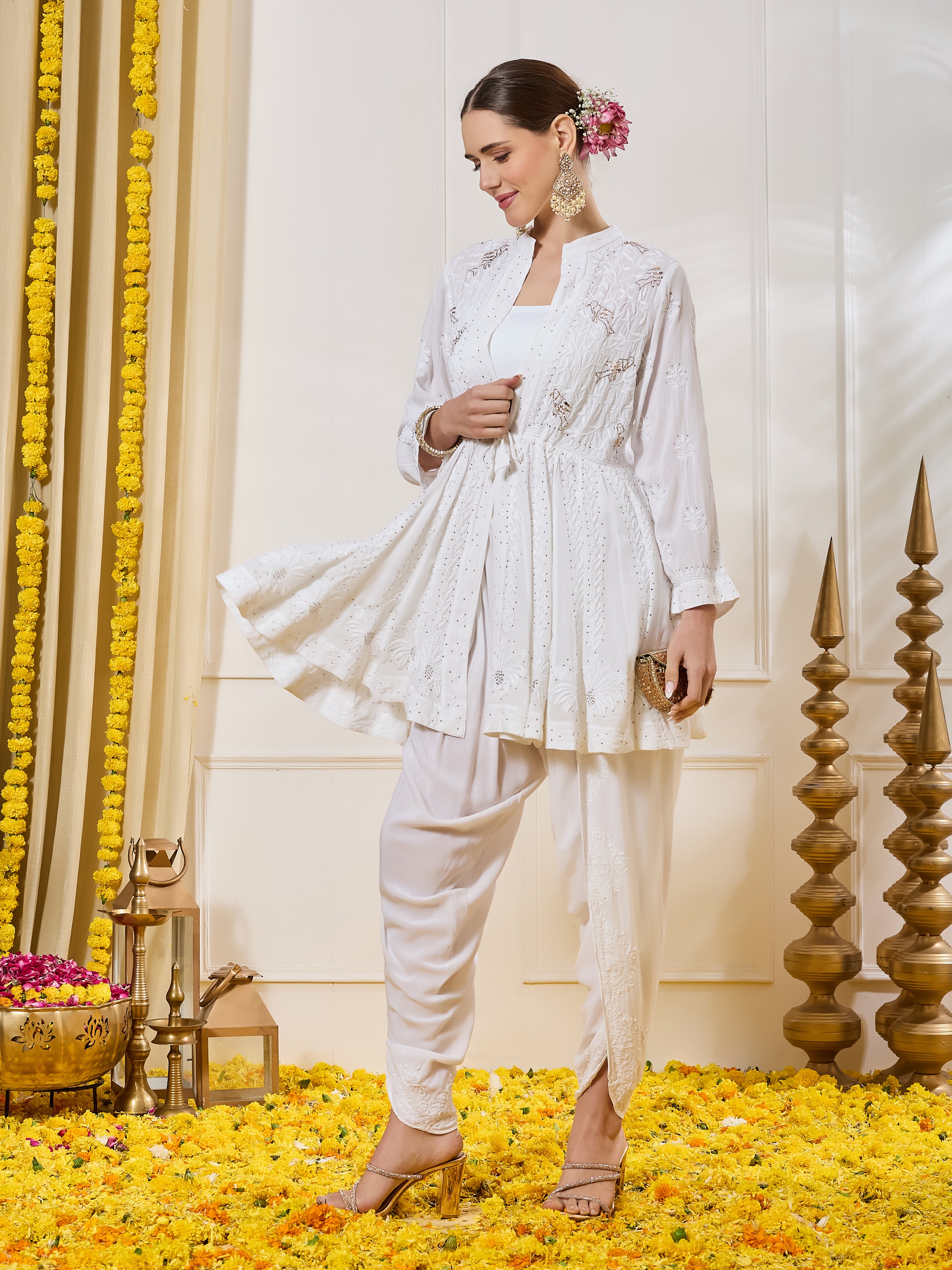 The Elara Peplum Shrug Set