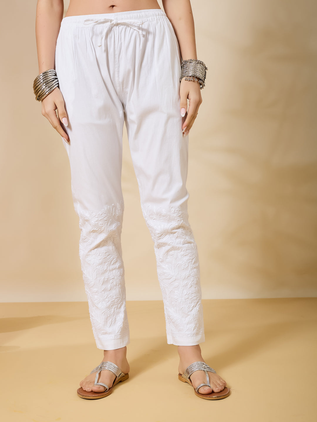 Aara White Stretch Lycra Pants