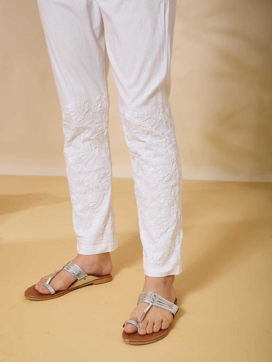 Aara White Stretch Lycra Pants