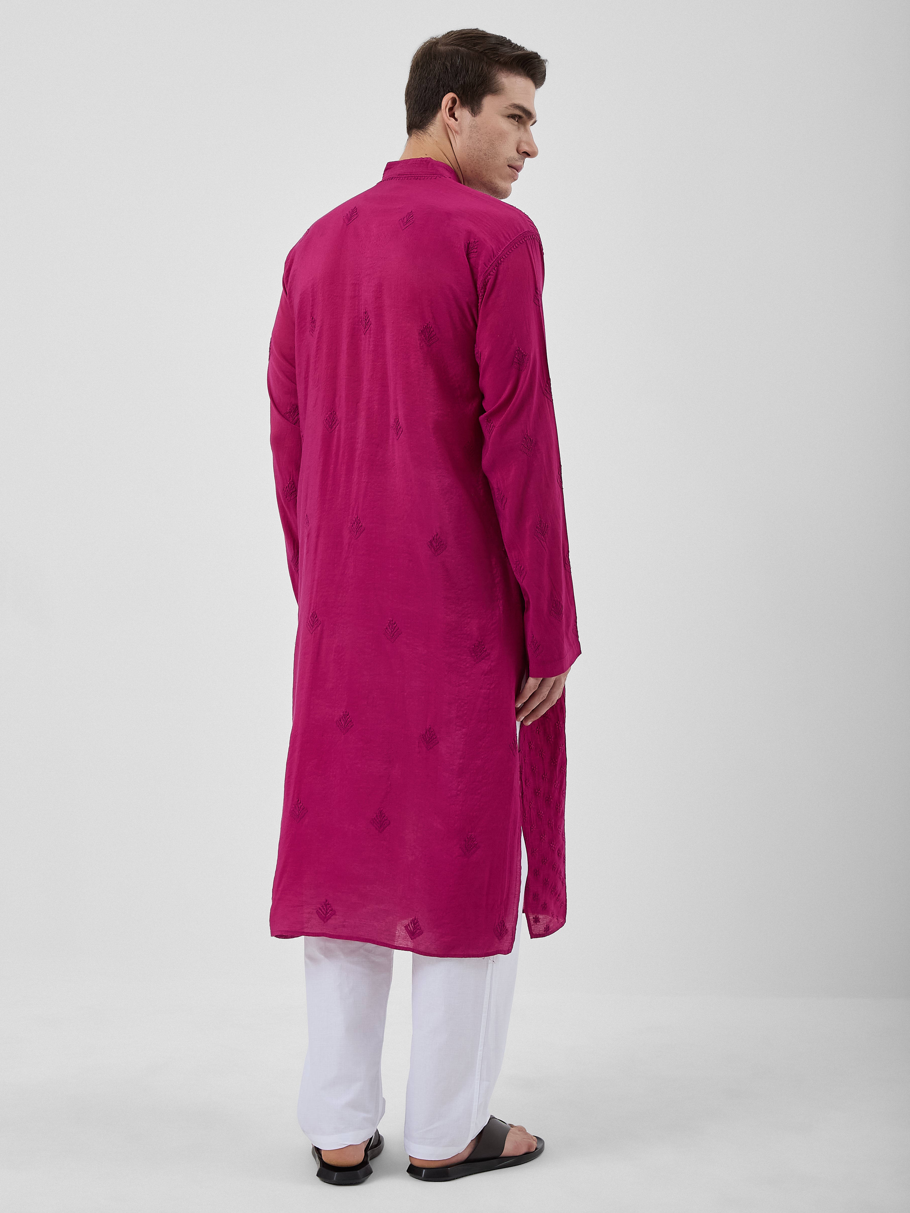 The Emir Chanderi Kurta Ensemble – Berry Wine