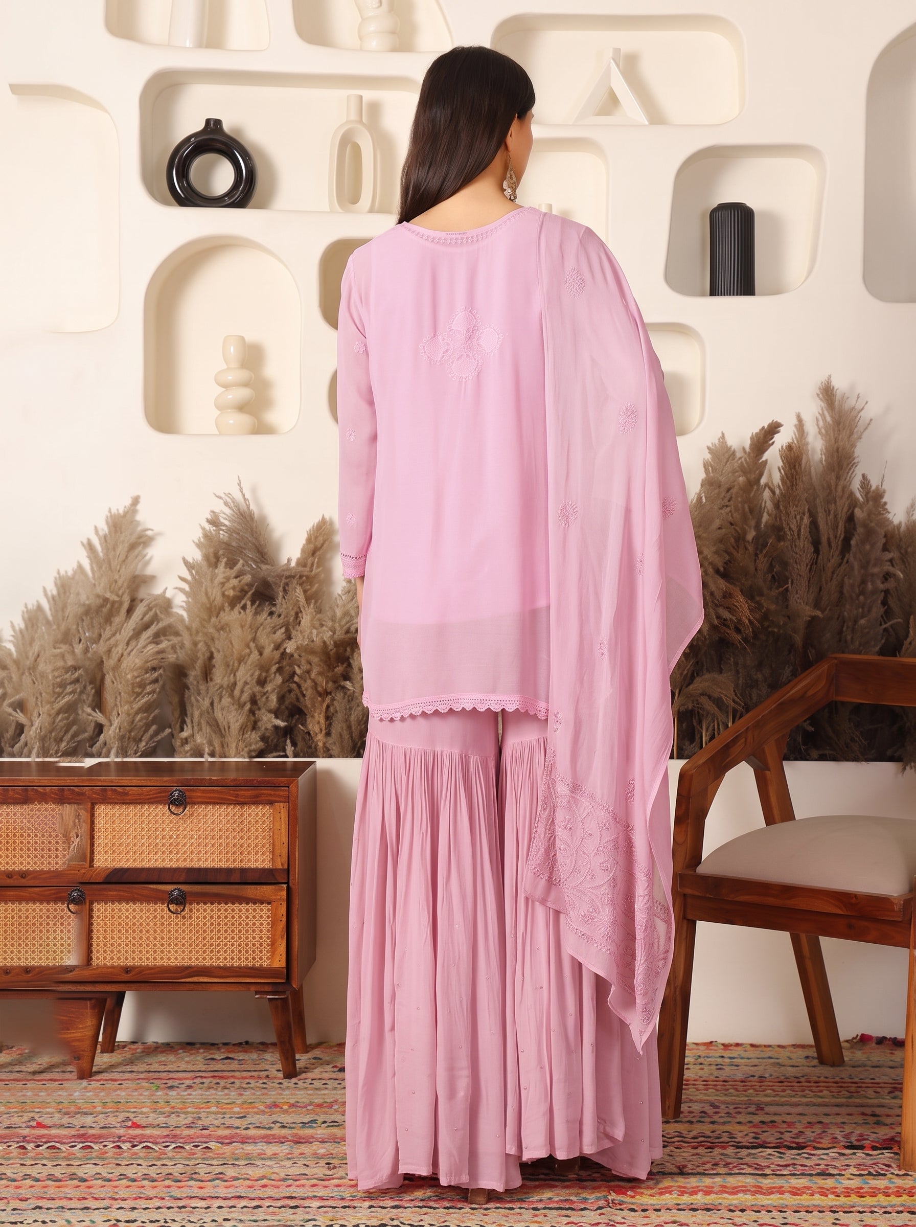 Aafreen Georgette Rose Gold Sharara Set