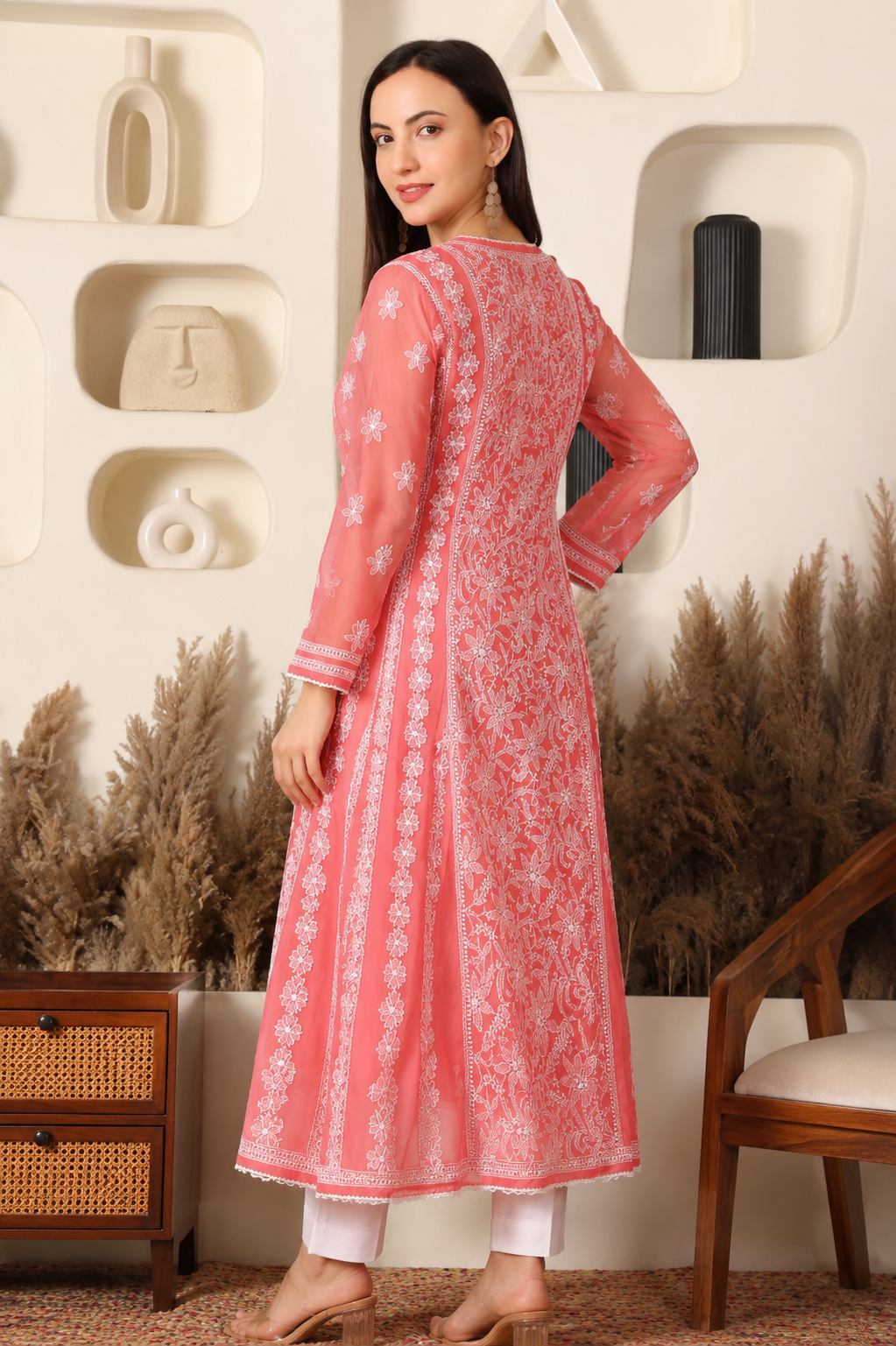 Adaah Georgette Dark Peach Anarkali