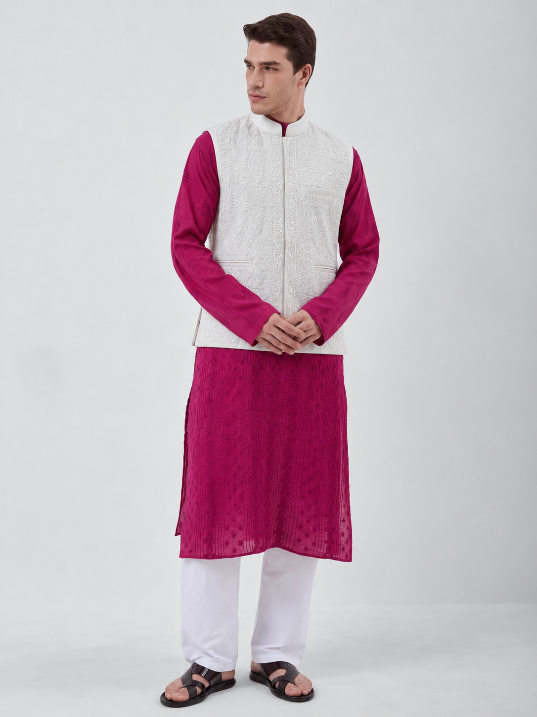 The Limited-Edition Chikankari Nehru Jacket