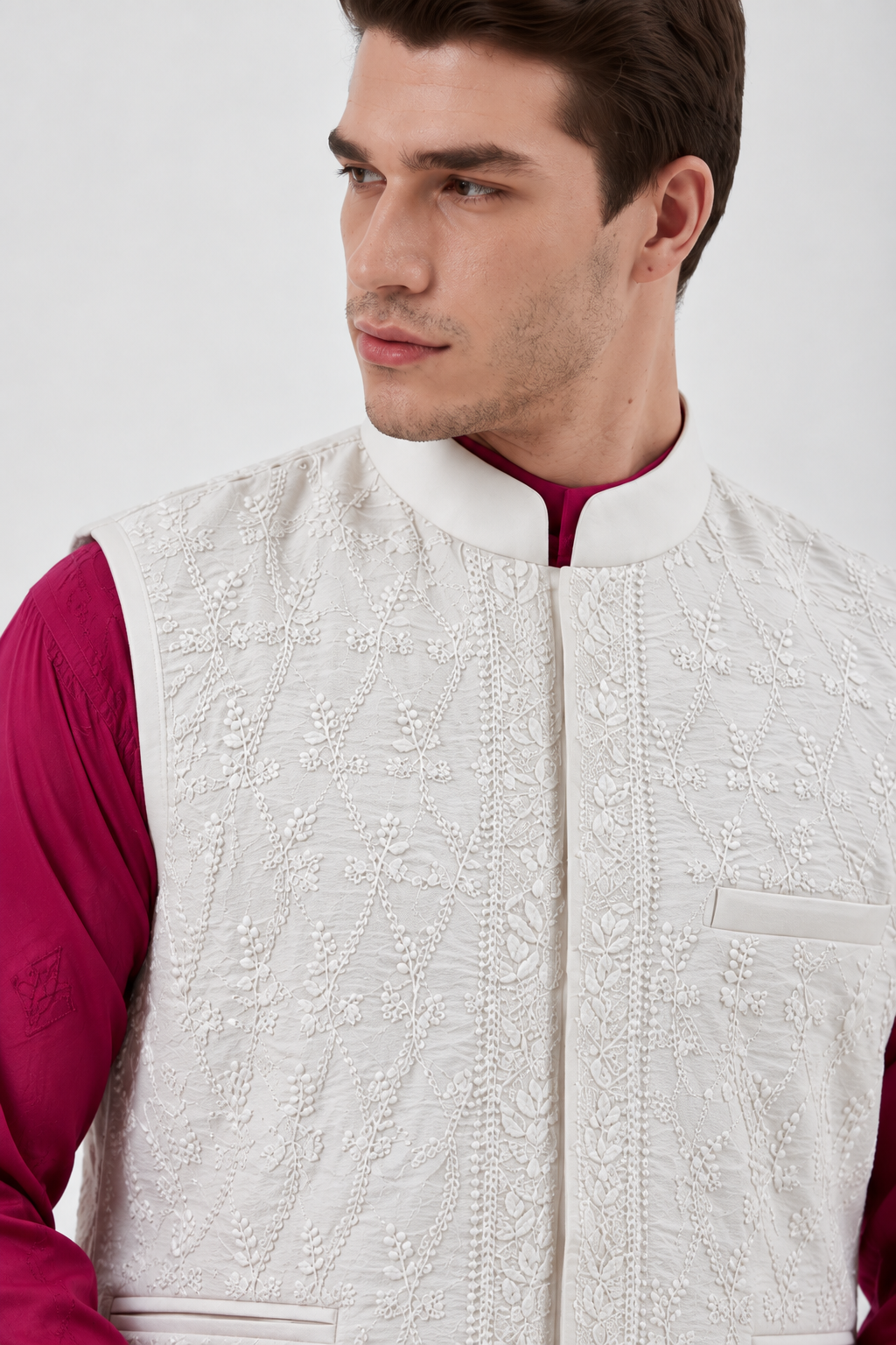 The Limited-Edition Chikankari Nehru Jacket