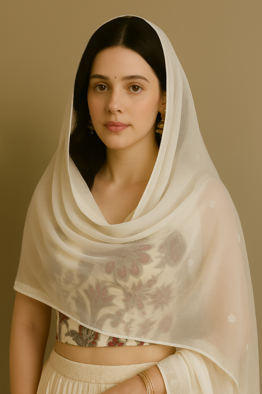 Chiffon dupatta with crochet