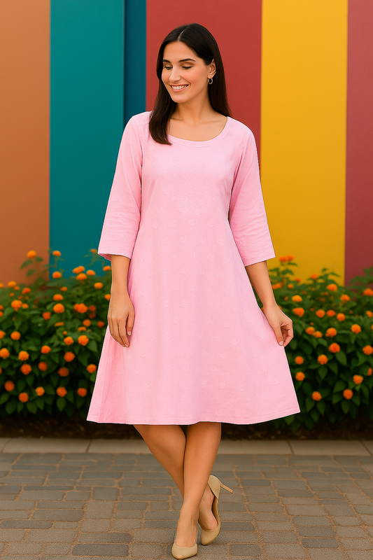 Chikankari A Yoke Dress