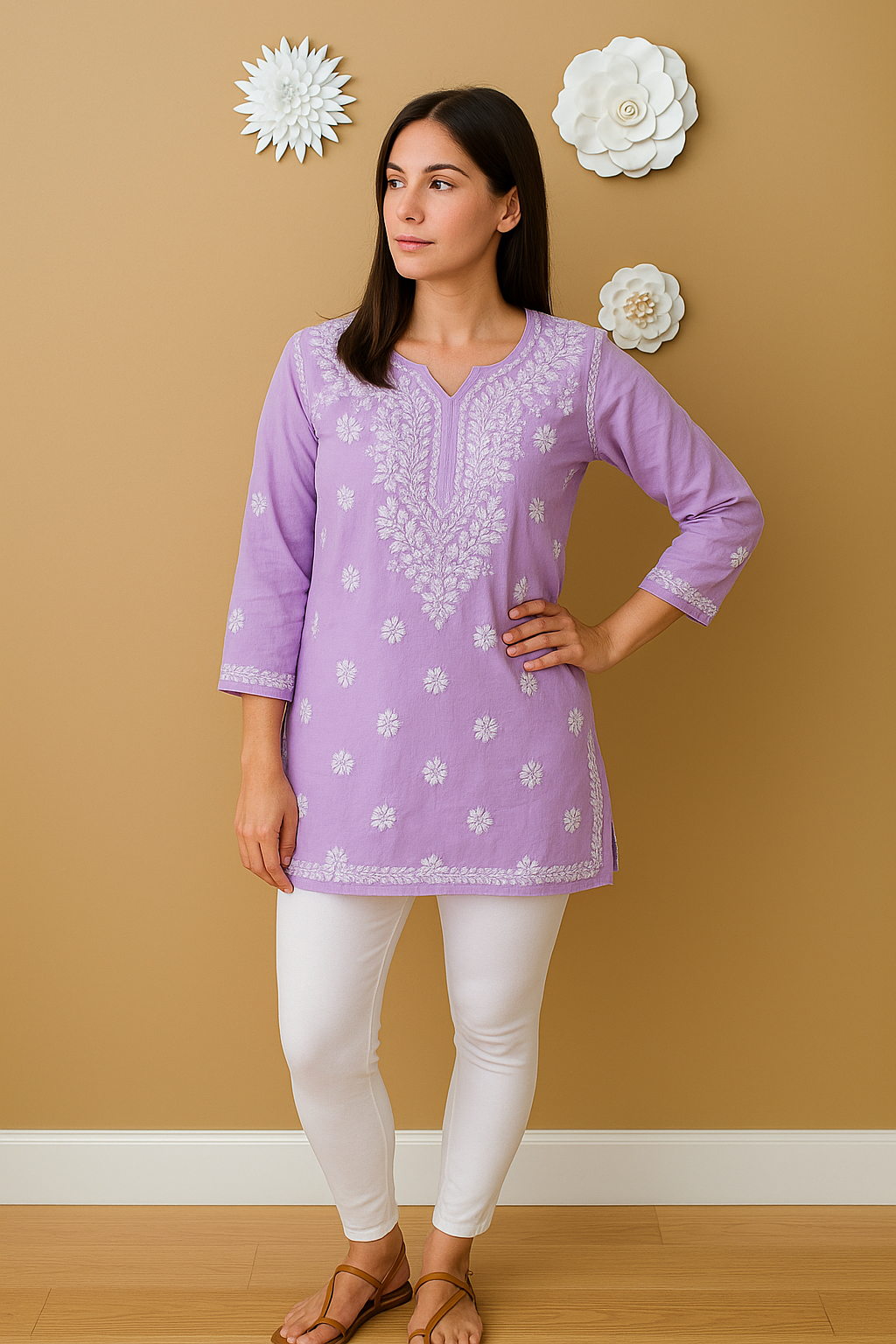 Chikankari Modal Kurta - Ghaaspatti work