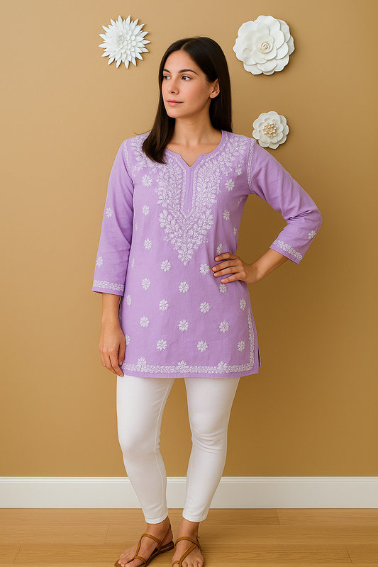 Chikankari Modal Kurta - Ghaaspatti work