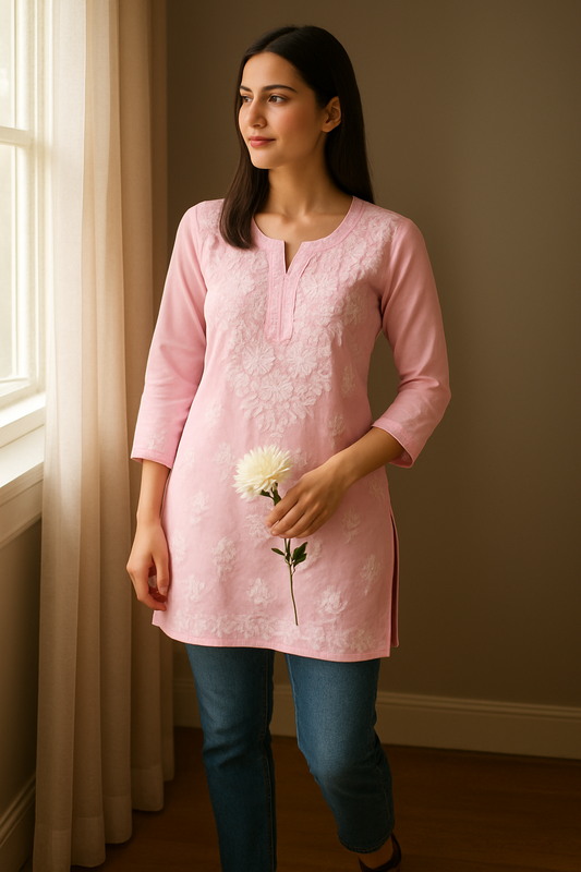 Chikankari Modal Kurta - Ghaaspatti work