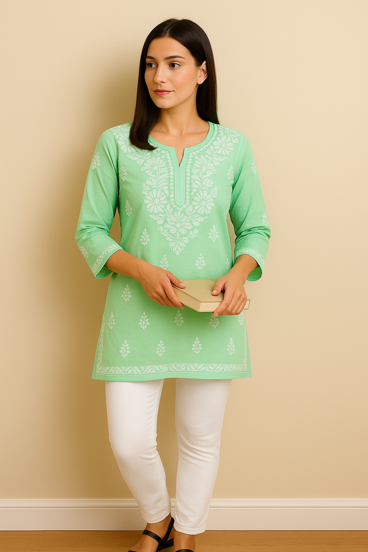 Chikankari Modal Kurta - Ghaaspatti work