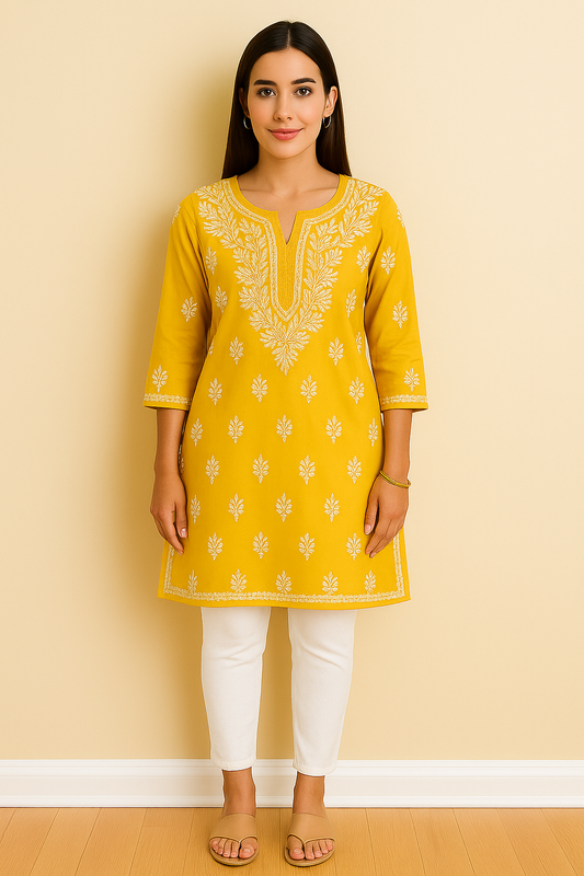 Chikankari Modal Kurta - Ghaaspatti work