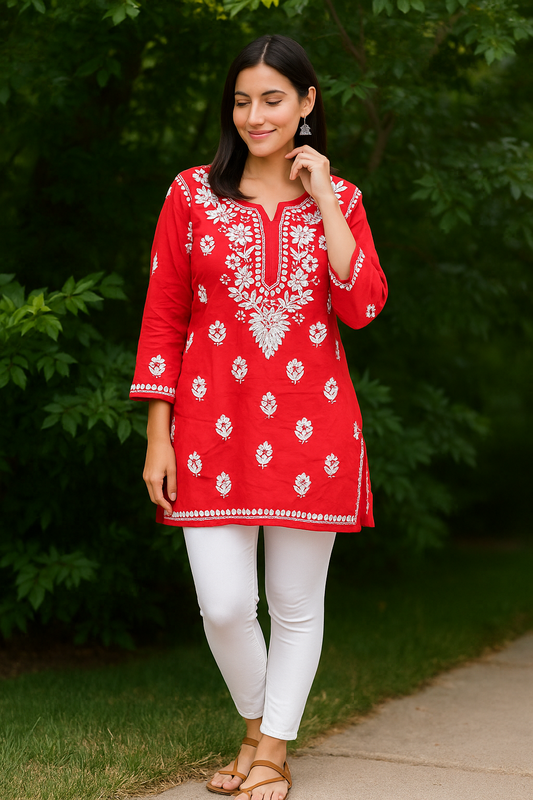 Chikankari Modal Kurta - Ghaaspatti work