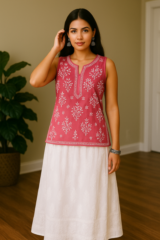 Chikankari Sleeveless Georgette Top