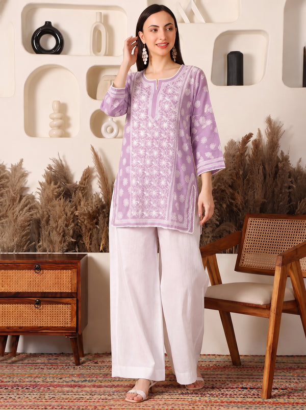 Raunaq Cotton Lavender Chikankari Kurta