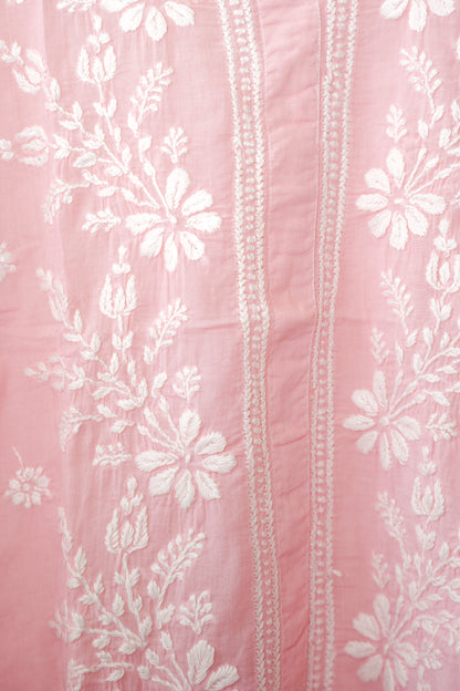 Chikankari Cotton Mandarin Top Light Pink