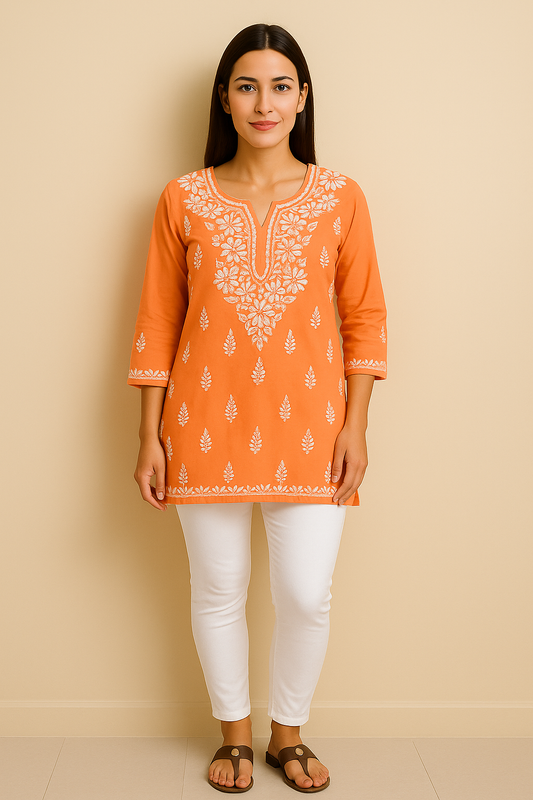 Chikankari Modal Kurta - Ghaaspatti work