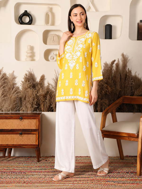 Ghaara Modal Yellow Chikankari Kurta