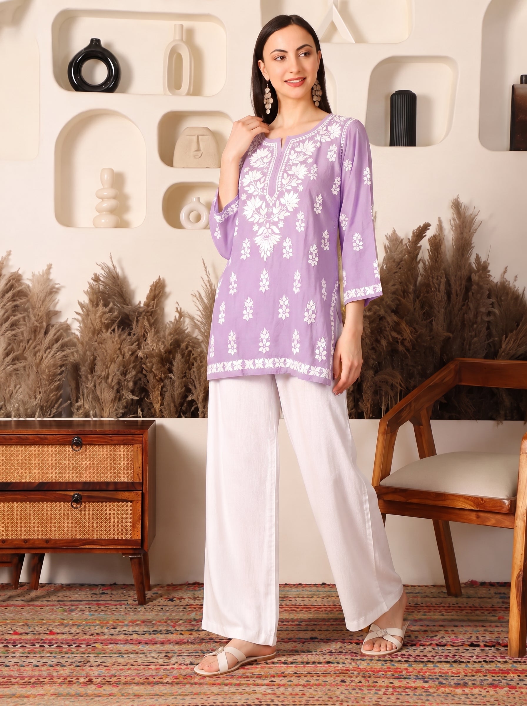 Ghaara Modal Lavender Chikankari Kurta