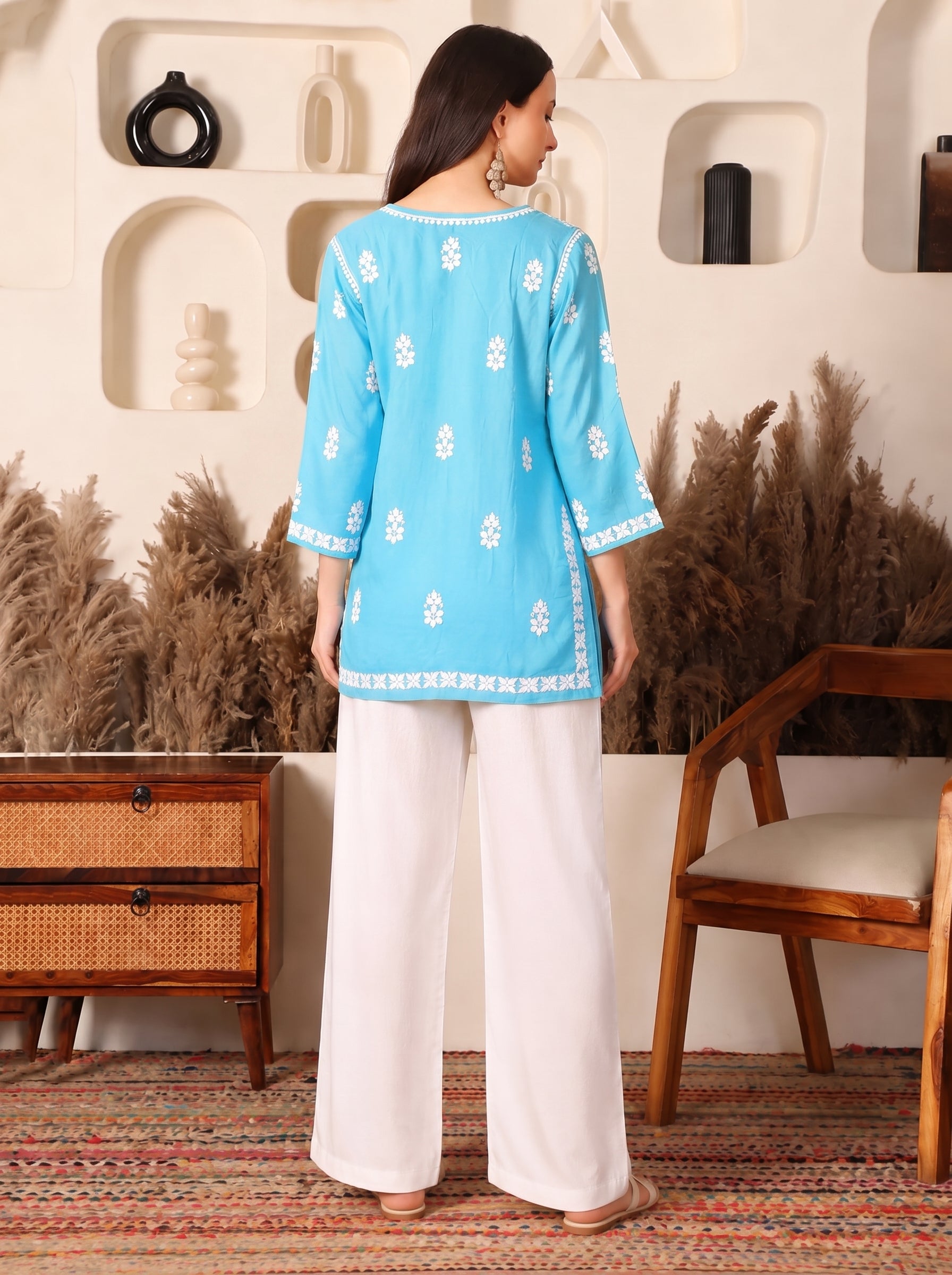 Ghaara Modal Blue Chikankari Kurta