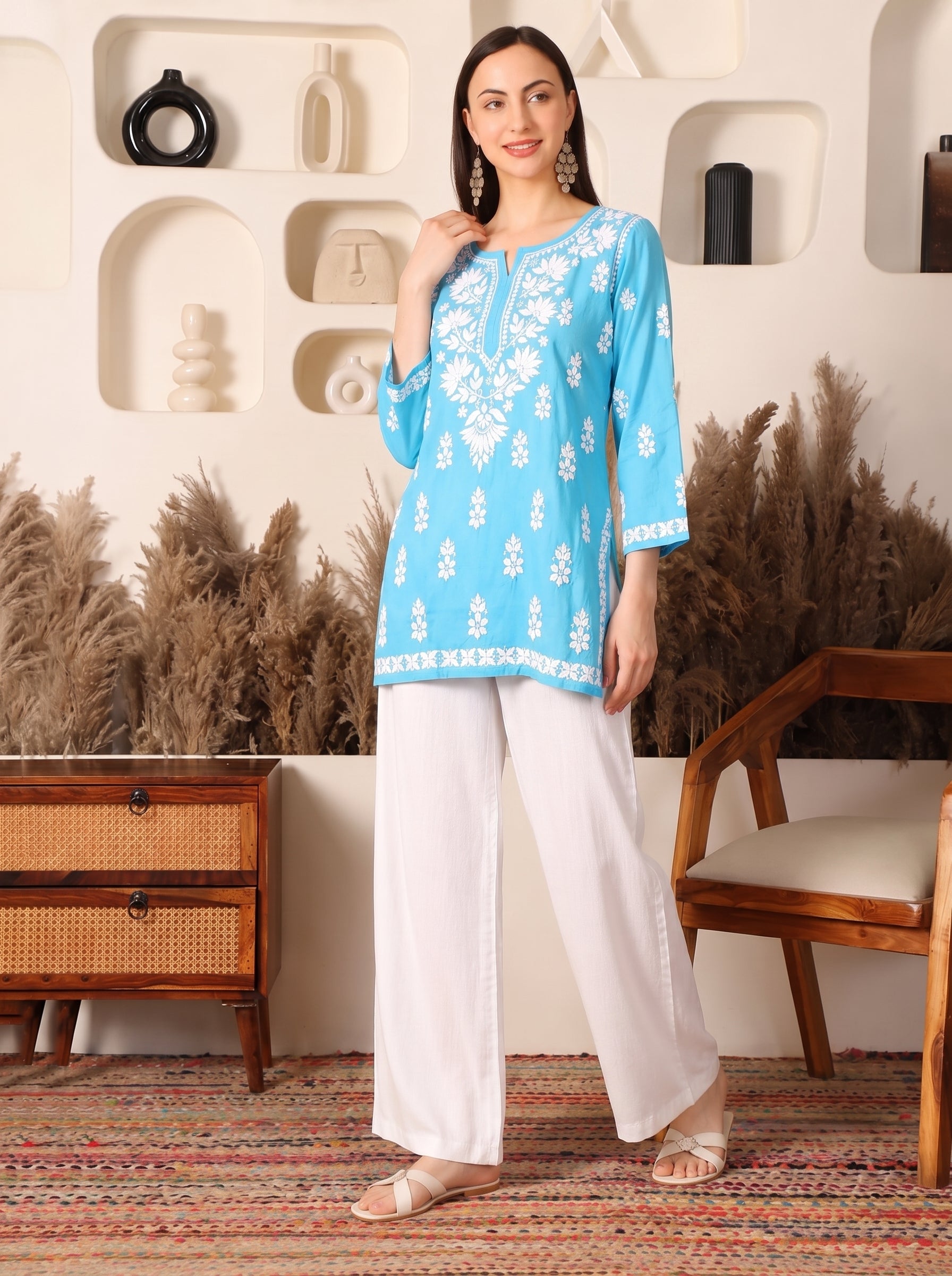 Ghaara Modal Blue Chikankari Kurta