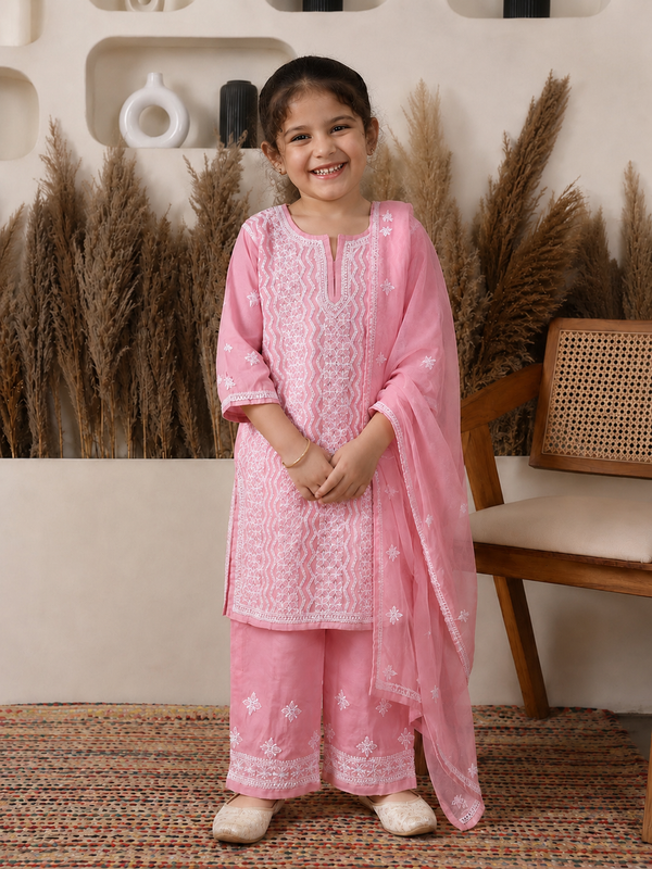 Nazakat Cotton Pink Suit Set