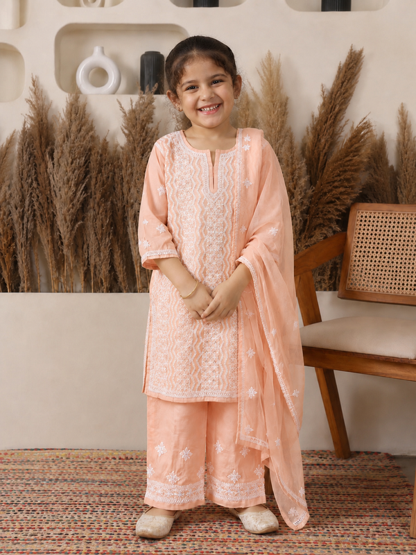 Nazakat Cotton Light Peach Suit Set