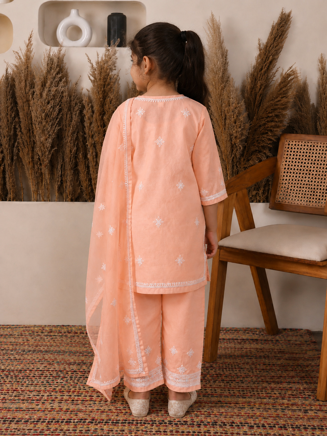 Nazakat Cotton Light Peach Suit Set