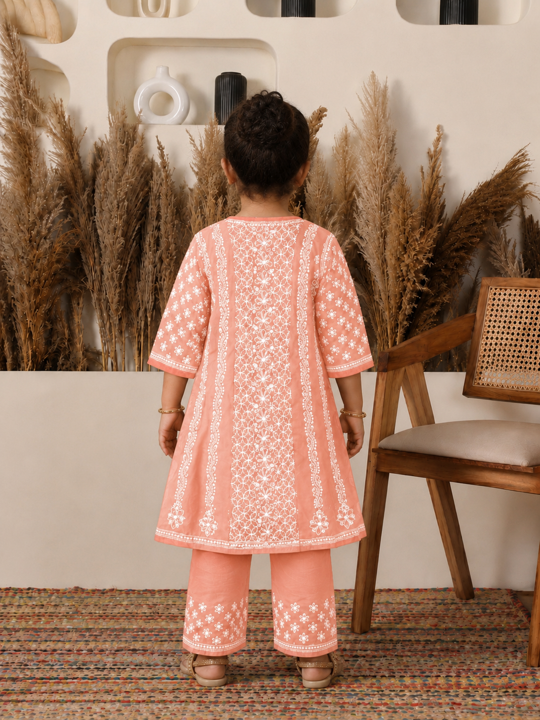 Shehzadi Cotton Light Peach Anarkali Set