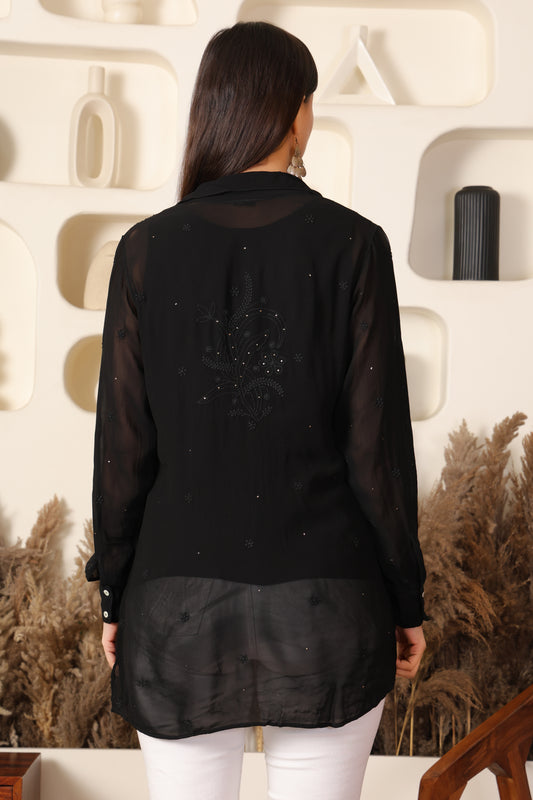 Ziya Mukaish Peach Shirt