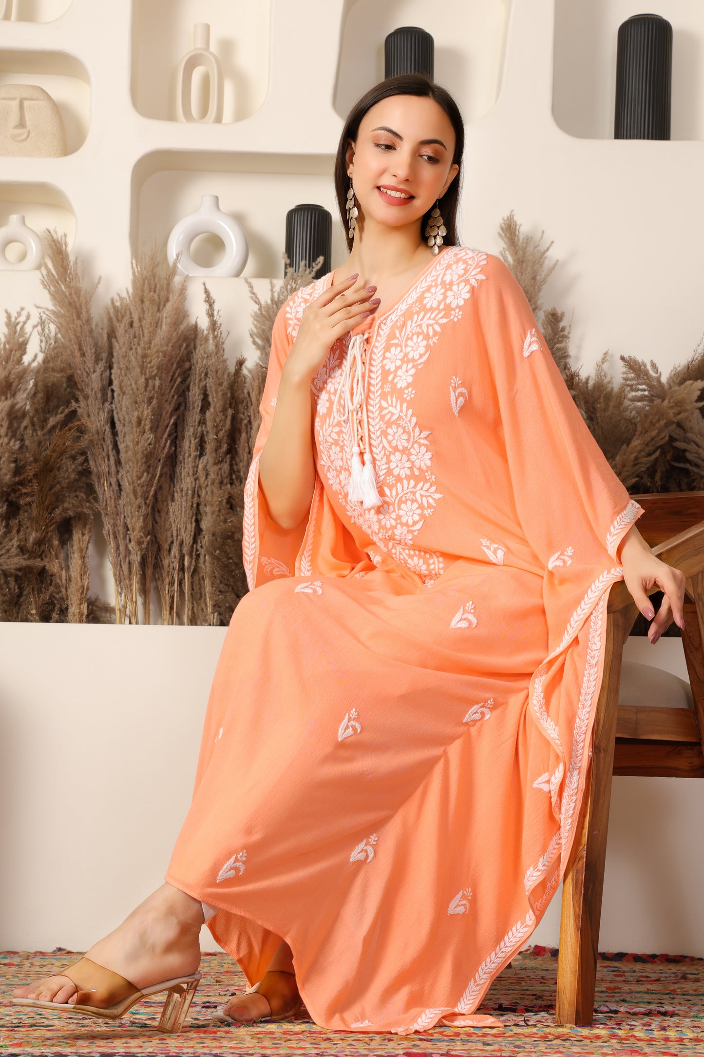 Chikankari Rayon Kaftan