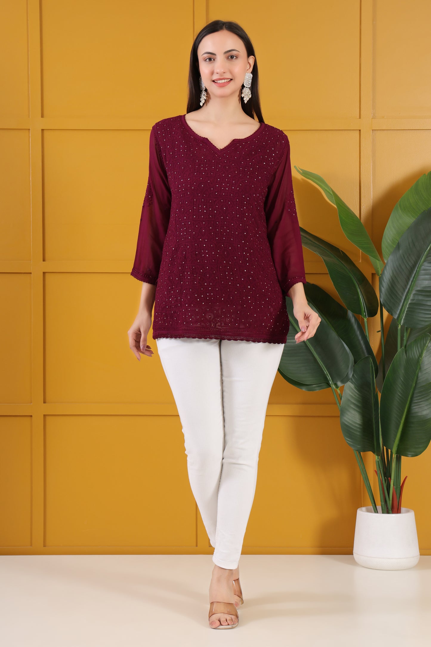 Mehza Chikankari Top