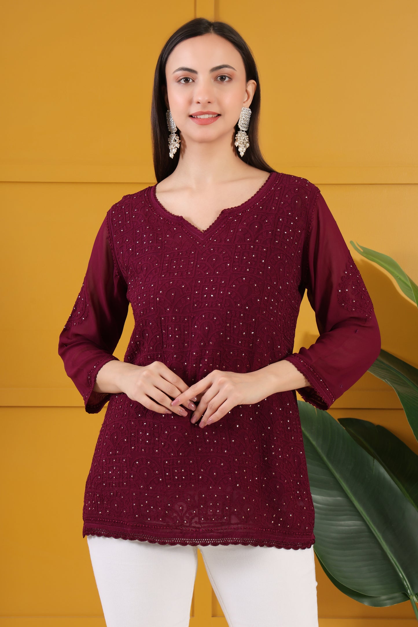 Mehza Chikankari Top