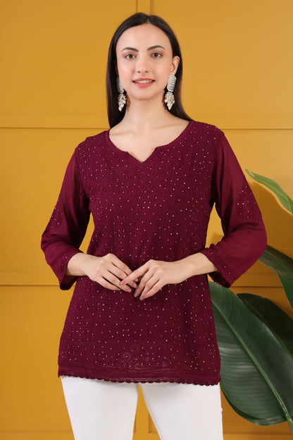 Mehza Chikankari Top