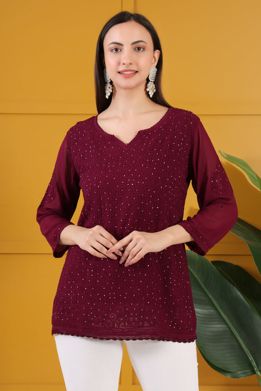 Mehza Chikankari Top