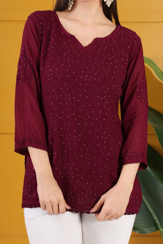 Mehza Chikankari Top