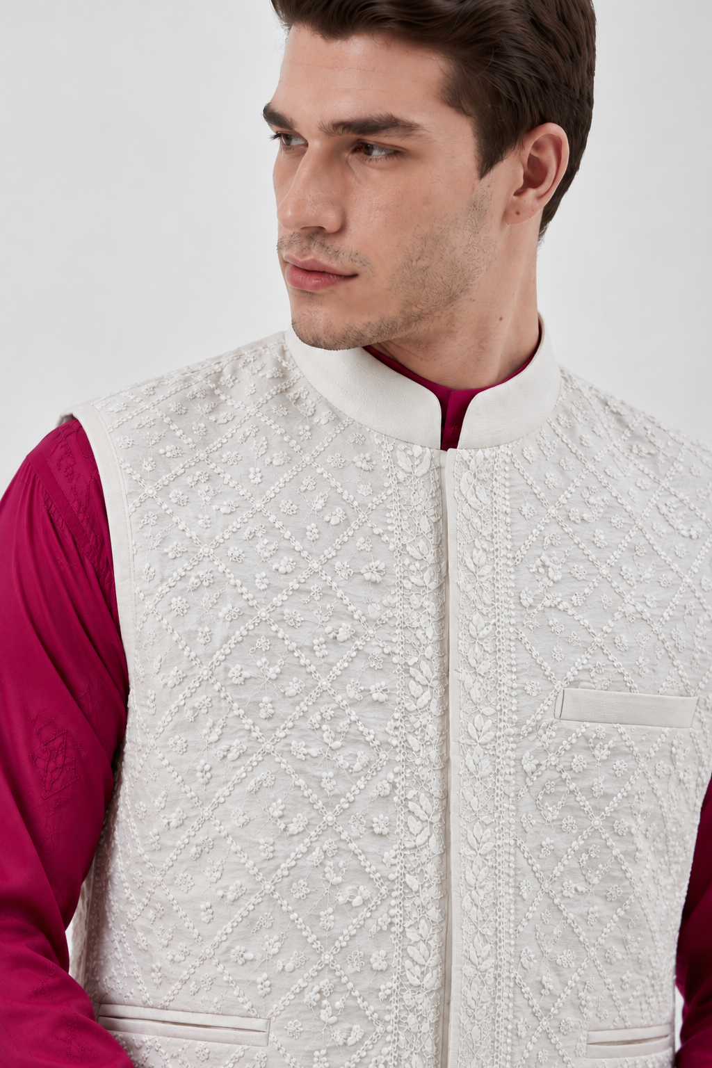 The Limited-Edition Chikankari Nehru Jacket