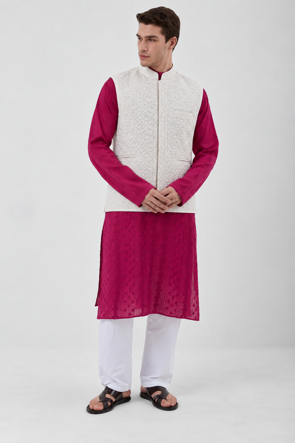 The Limited-Edition Chikankari Nehru Jacket