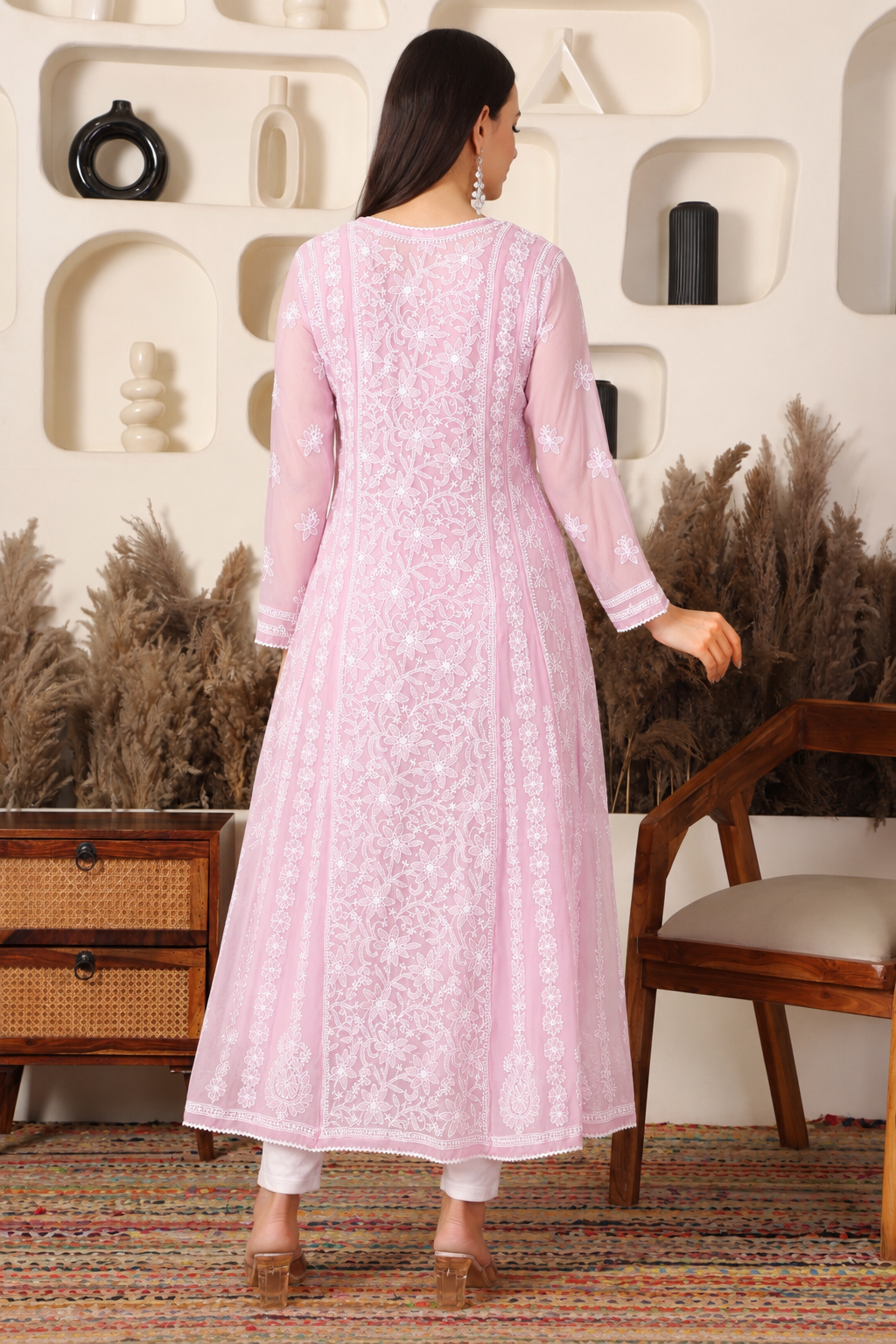 Adaah Georgette Light Pink Anarkali
