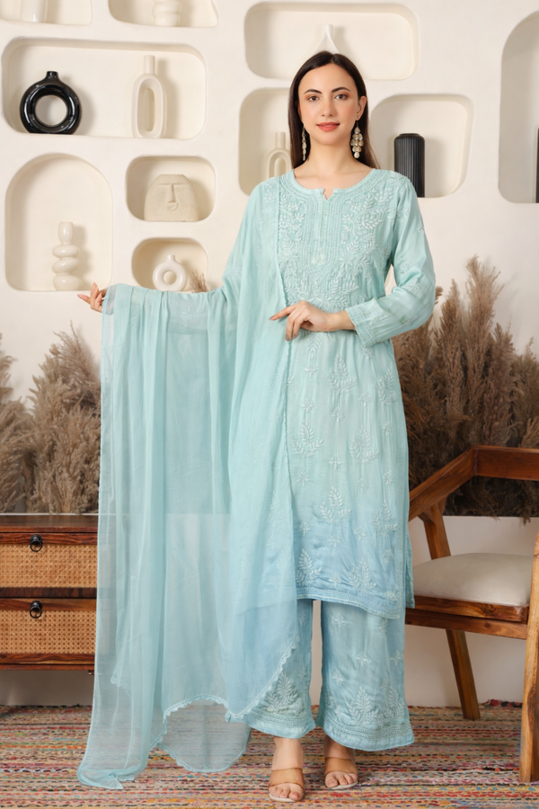 Makhmal Modal Green Suit Set