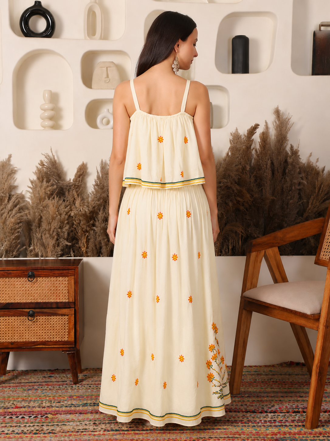Meadow Rayon Ivory Chikankari Dress