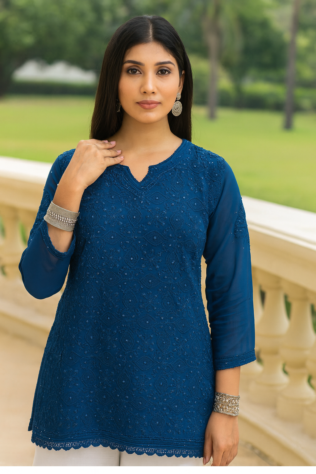 Mehza Chikankari Top