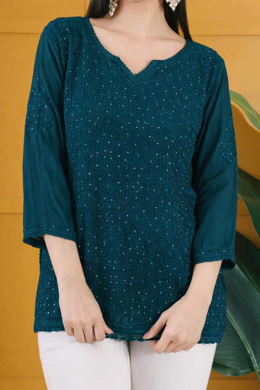 Mehza Chikankari Top