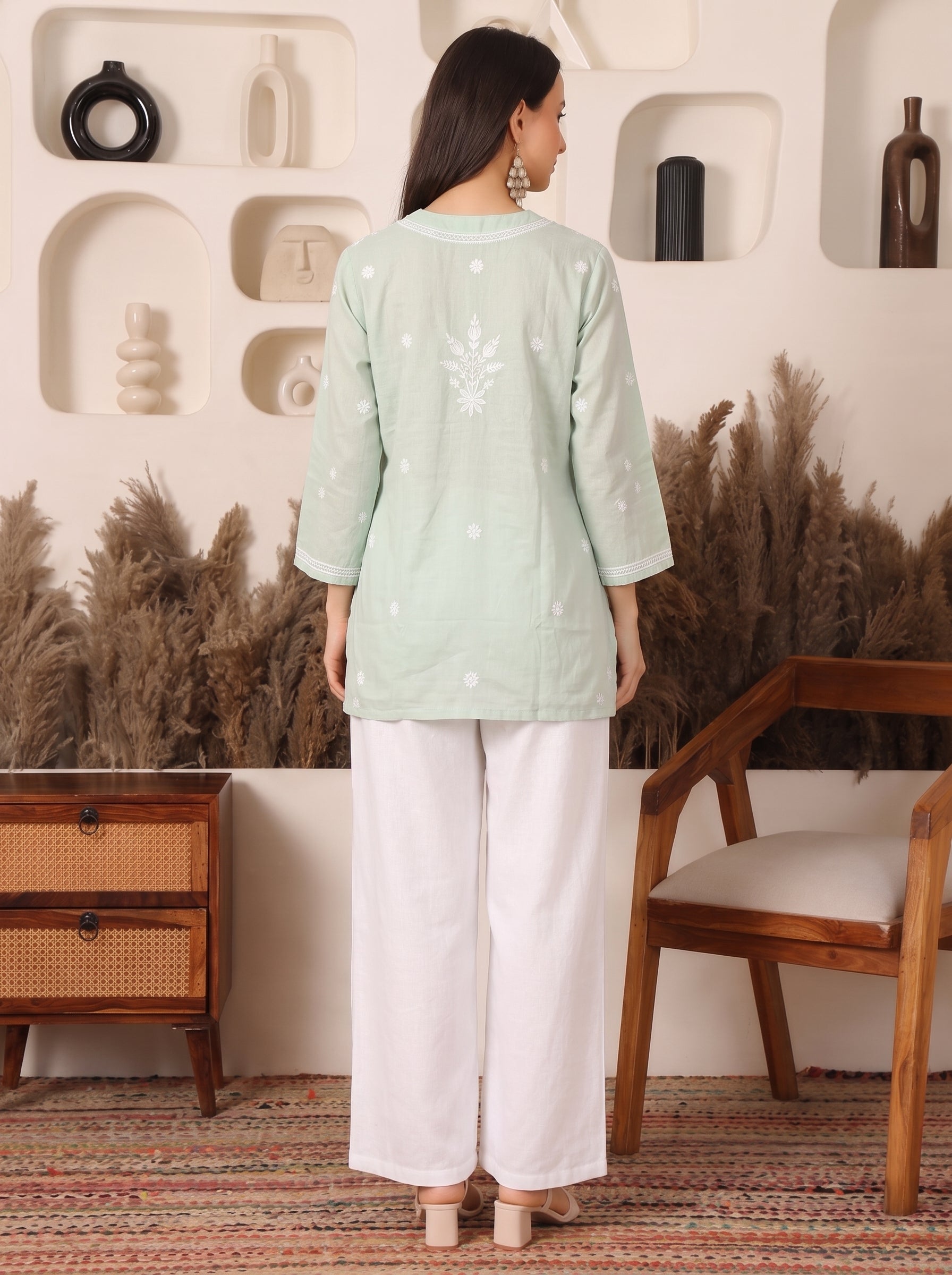 Nayra Mandarin Mint Green Top