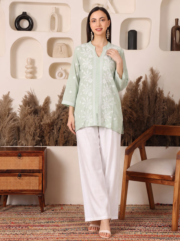 Nayra Mandarin Mint Green Top