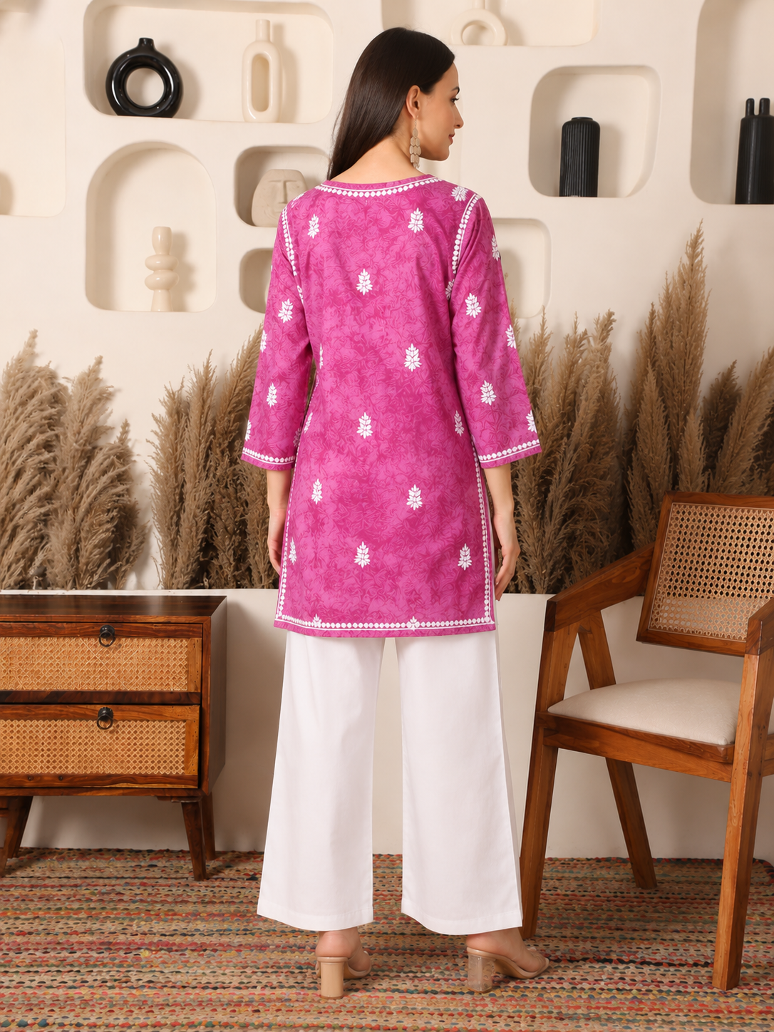 Safiya Cotton Dark Pink Printed Kurta