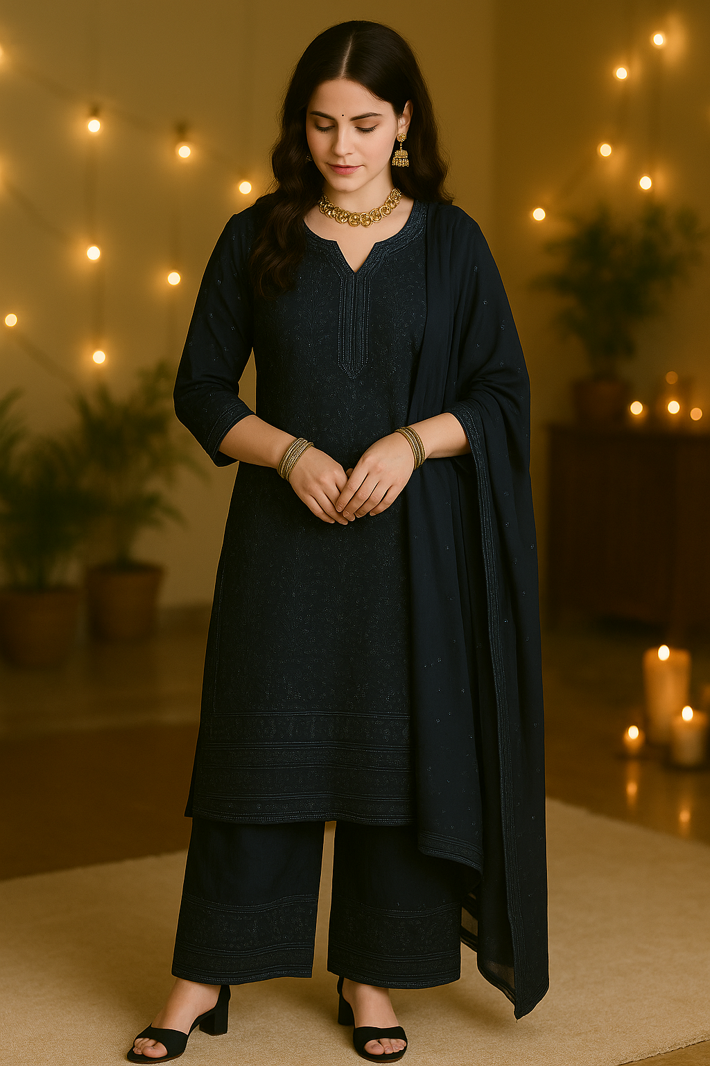 Rivaaz Viscose Chikankari Suit Set